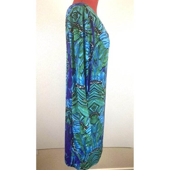 Laundry by Shelli Segal Boho Chic Preppy Sift Dress Ballon Sleeves Green Blue 6 - Picture 3 of 12